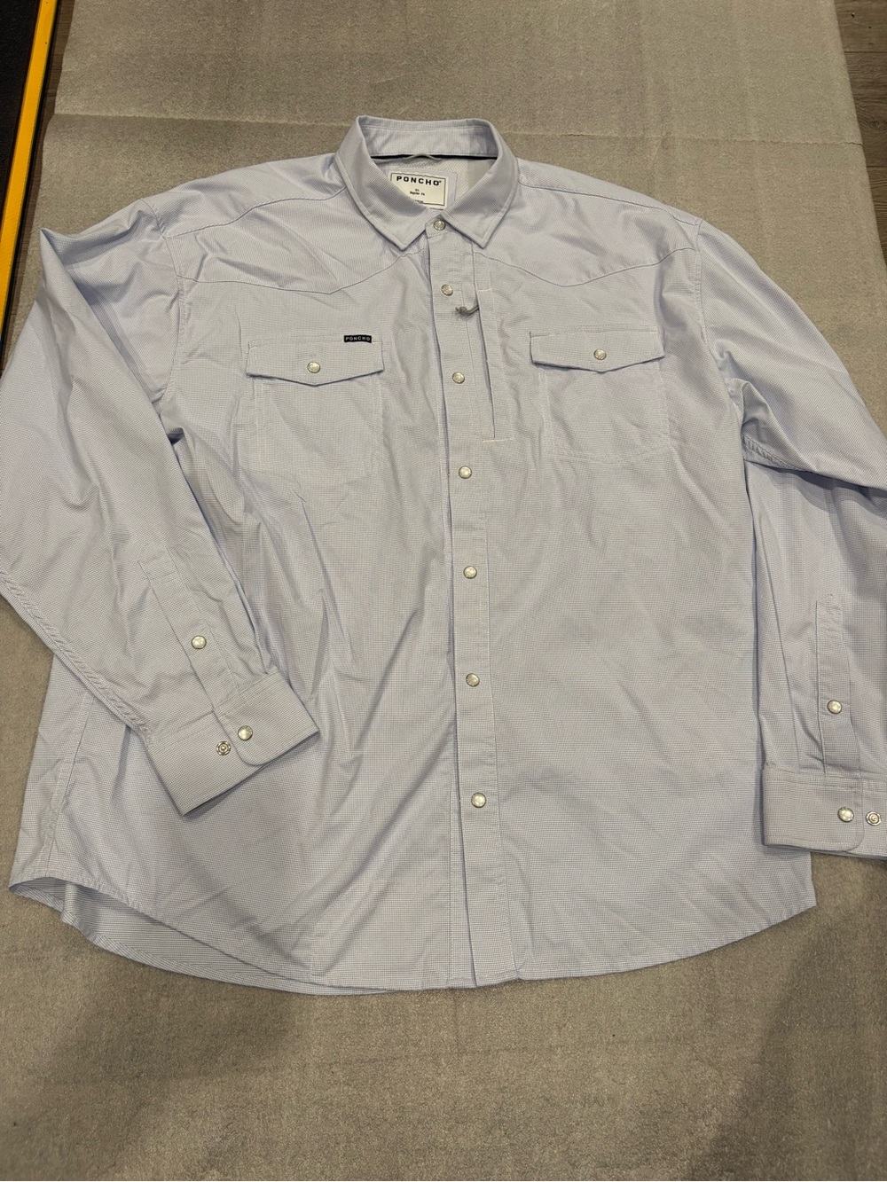 Poncho Light Blue Men’s Western Button-Down Outdoor Shirt Regular Fit